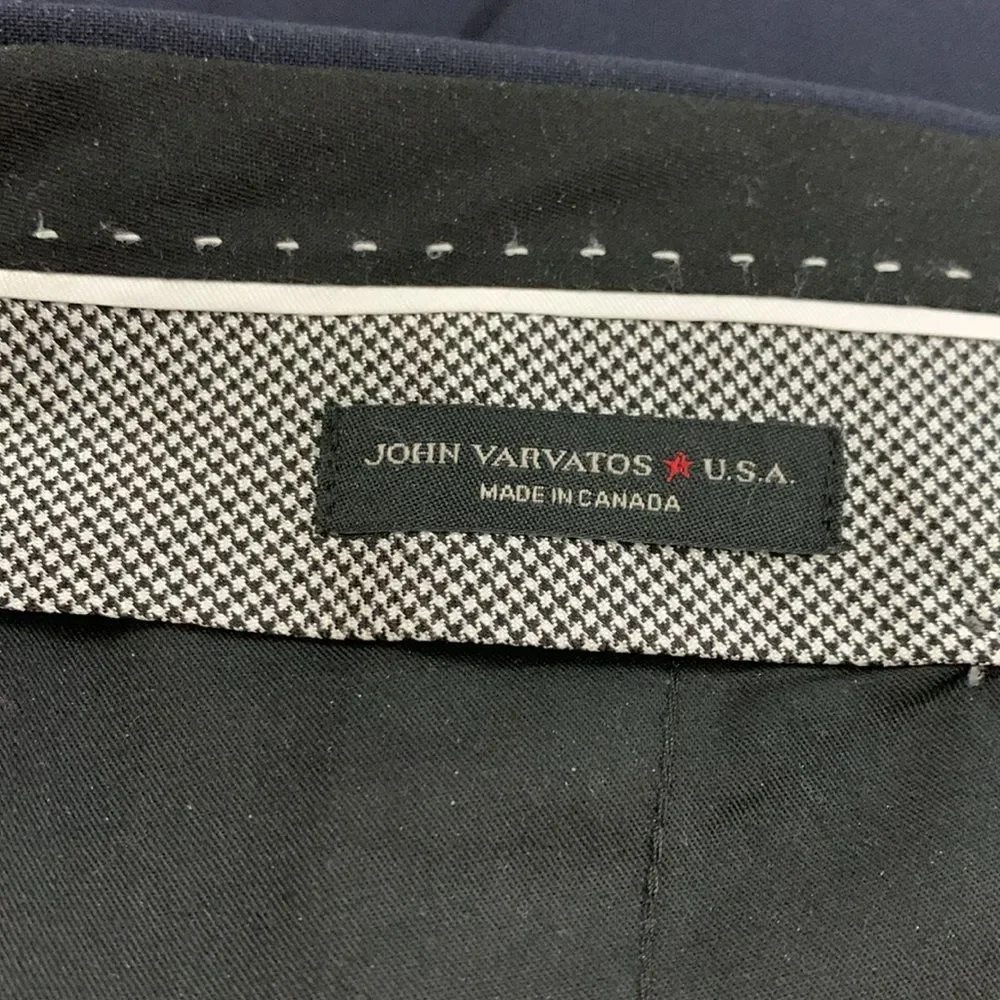 John Varvatos Men's Navy Blue Wool Star USA Flat Front Dress Pants Size 34 X 30